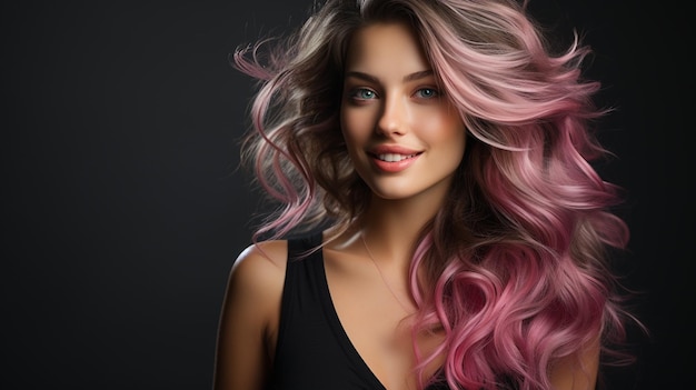 bella donna con i capelli lunghi e i capelli colorati