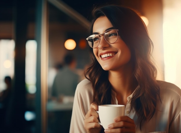 Bella donna con una tazza di caffè