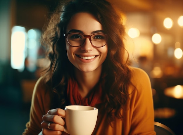 Bella donna con una tazza di caffè