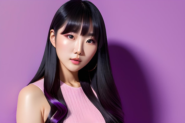 Bella donna coreana con un fantastico trucco coreano