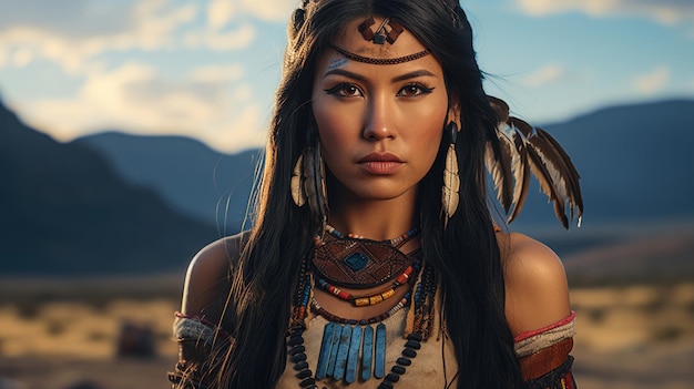 Bella donna della tribù Apache