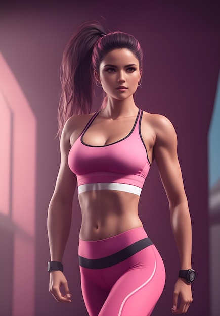 Bella donna fitness con un corpo perfetto in forma che indossa abiti sportivi per l'allenamento in palestra