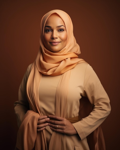 Bella donna Hijab con sfondo scuro