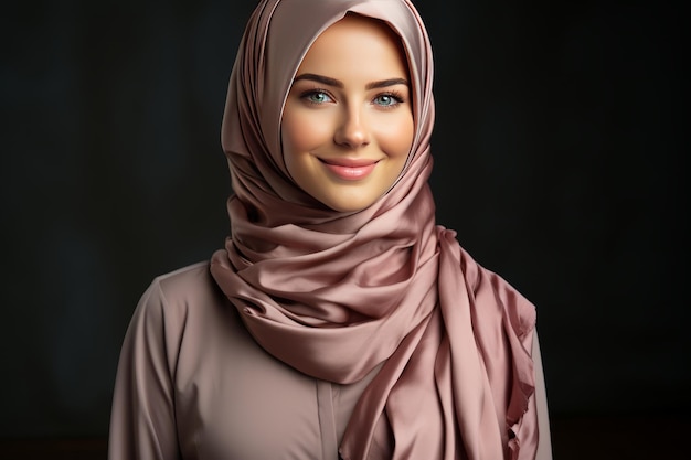 Bella donna Hijab con sfondo scuro
