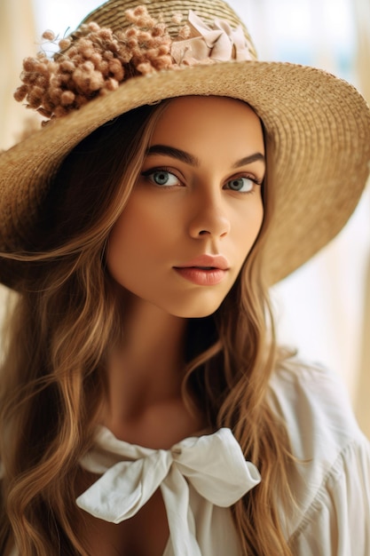 Bella donna in estate con un cappello