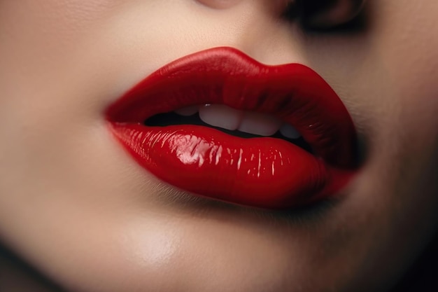 Bella donna labbra con rossetto rosso