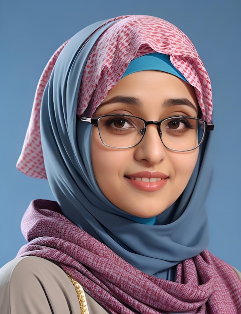 Bella donna musulmana con l'hijabi che indossa gli occhiali