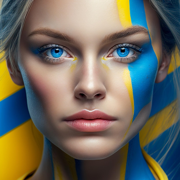 Bella donna nei colori dell'Ucraina Tecnologia generativa AI