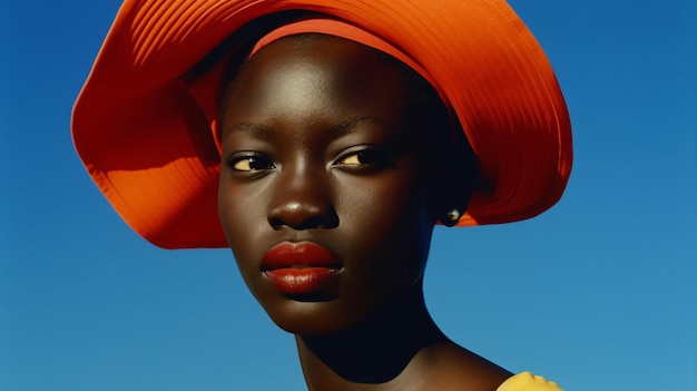 Bella donna nera profilo sfondo sfondo stock photo bellezza bella IA generativa
