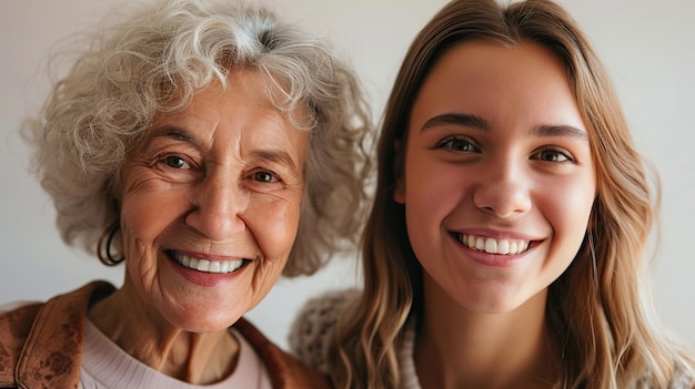 Bella donna sorridente di diverse età fianco a fianco