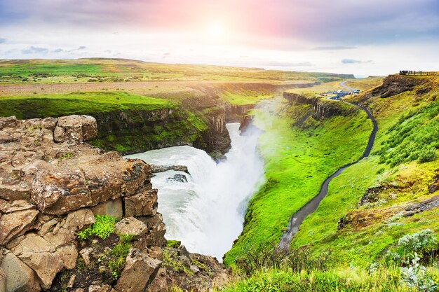 Bella e famosa cascata di Gullfoss in Islanda.