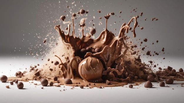 Bella esplosione astratta di latte e cioccolato