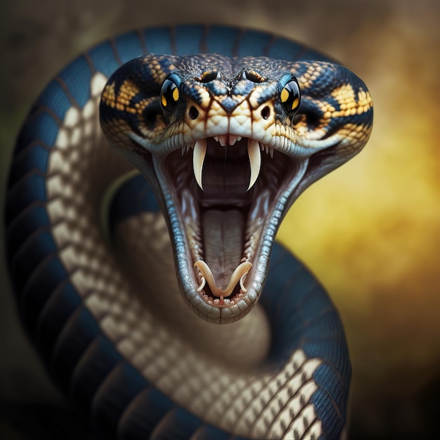 bella faccia del primo piano del serpente IA generativa