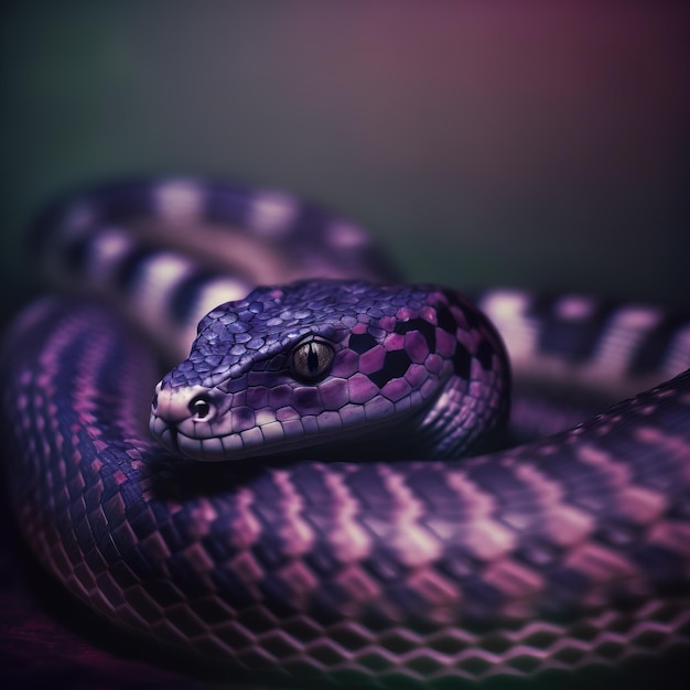 bella faccia del primo piano del serpente IA generativa