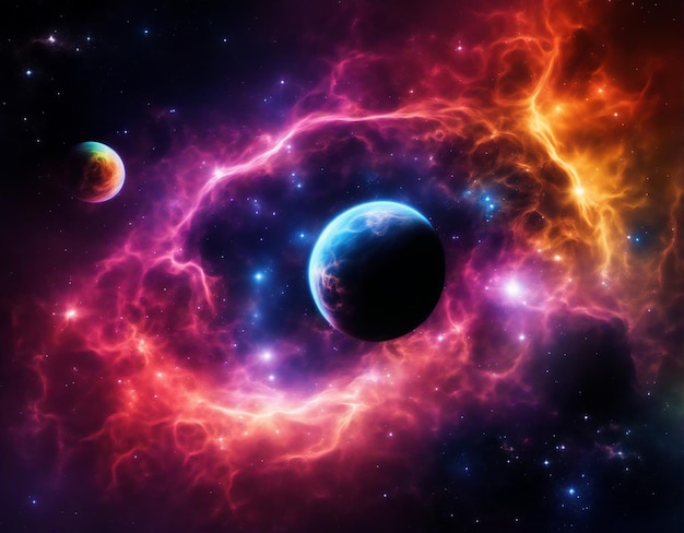 Bella fantastica nebulosa spaziale stelle e pianeti nella galassia profonda
