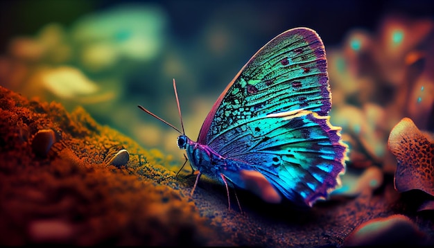 Bella farfalla con le sue maestose ali viola generative AI