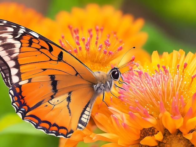 Bella farfalla su un fiore ai generato