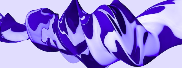 Bella figura astratta liquida mix di blu e bianco. Illustrazione 3D, rendering 3D.