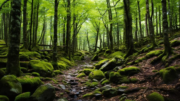 Bella foresta nel parco nazionale di Karkonoski