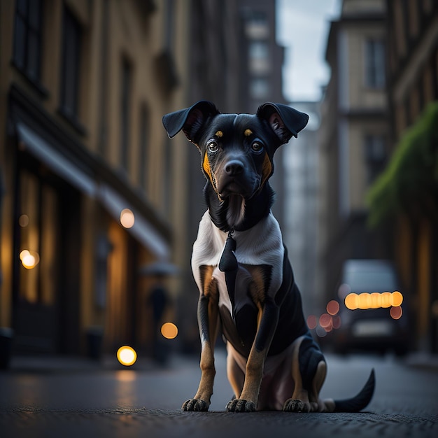 Bella foto del cane su uno sfondo fantastico