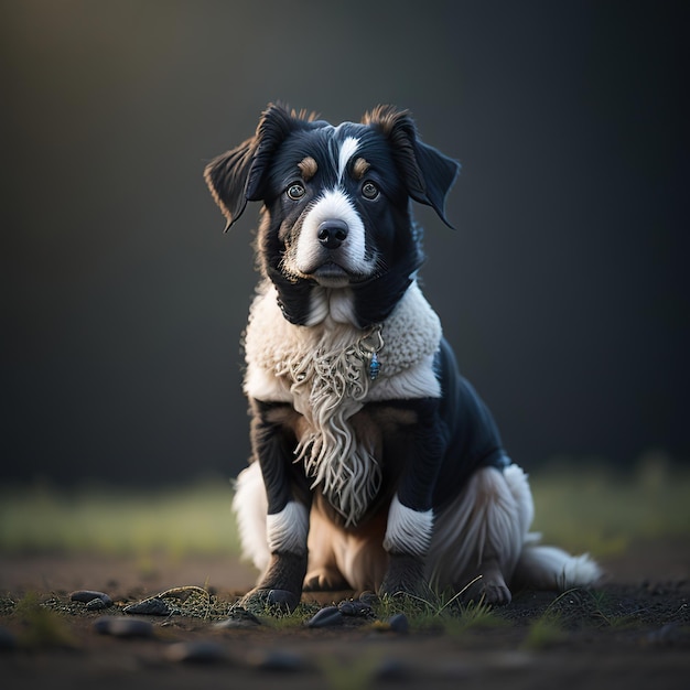 Bella foto del cane su uno sfondo fantastico