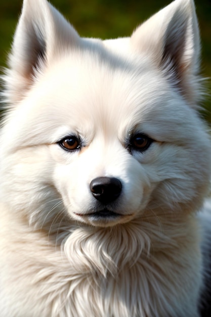 Bella fotografia di American Eskimo Dog bianca Illustrazioni generative AI