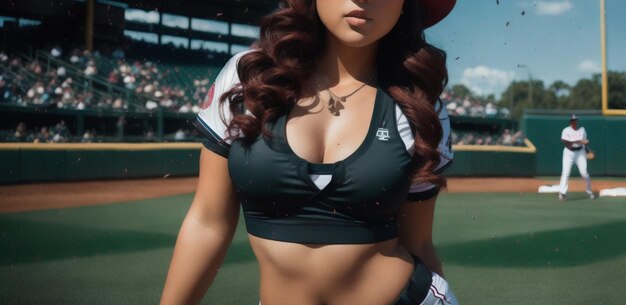 bella giovane donna con una palla da baseball