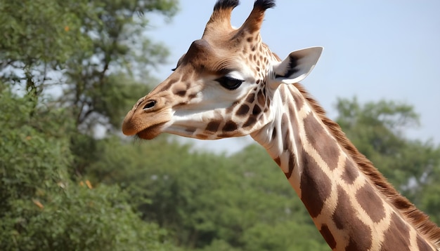 Bella giraffa nel parco biologico affari sugli animali africani turismo lento testa contro il cielo