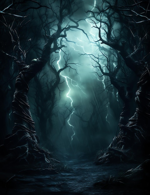 bella gotica gotica incantata notte oscura foresta sfondo illustrazione clipart