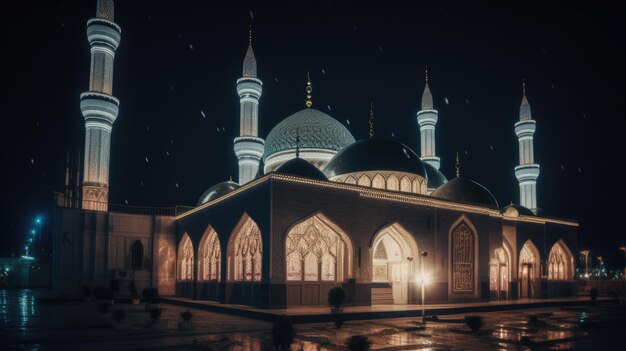 Bella grande moschea di notte