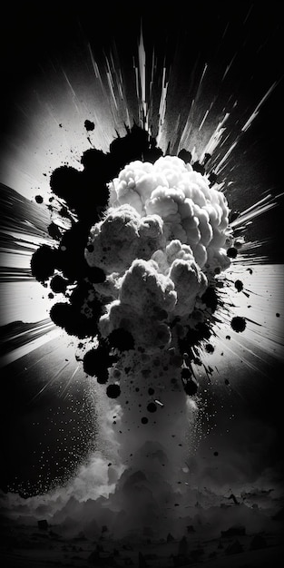 Bella illustrazione astratta vetro esplosione sfondo bianco e nero carta da parati Generativo Ai