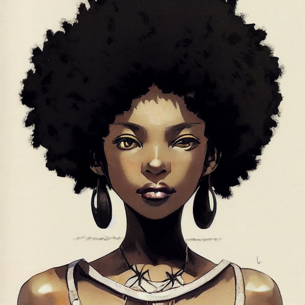 Bella illustrazione del ritratto della donna afroamericana