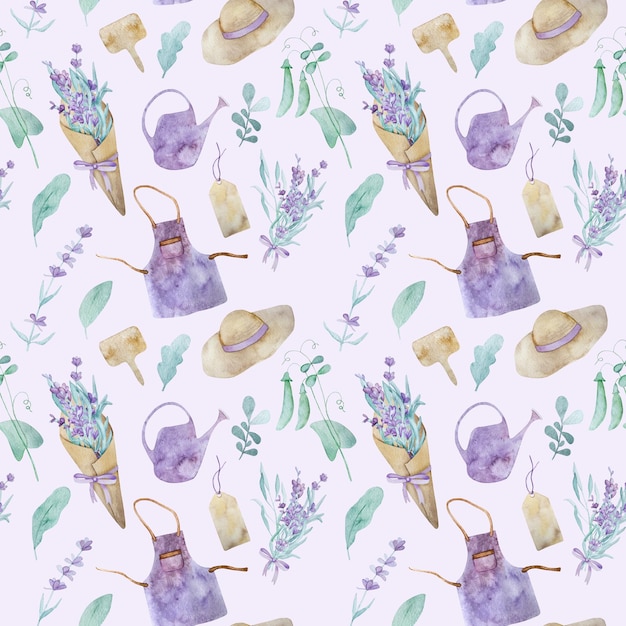 Bella illustrazione dell'acquerello della Provenza lavanda