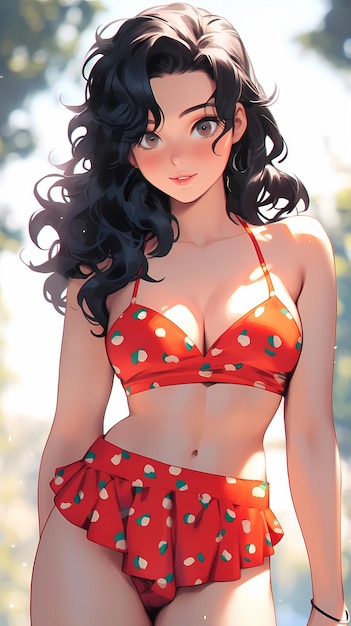 Bella illustrazione della ragazza del bikini del fumetto disegnato a mano