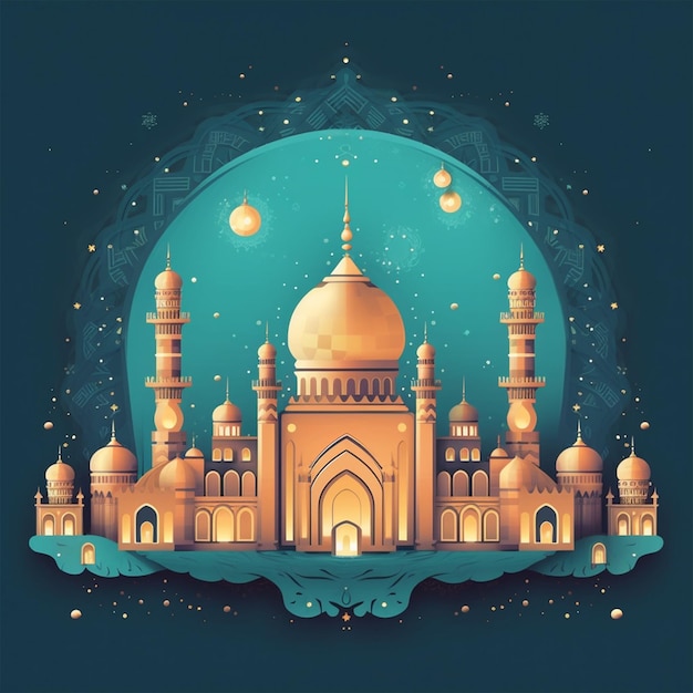 Bella illustrazione dello sfondo della moschea islamica