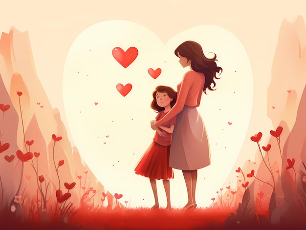 Bella illustrazione di madre e figlia