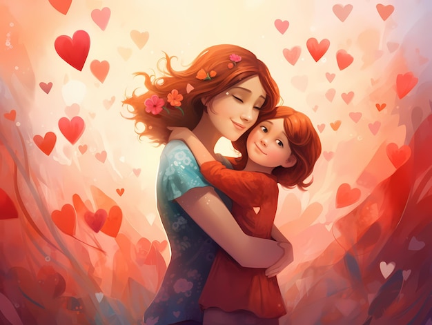 Bella illustrazione di madre e figlia