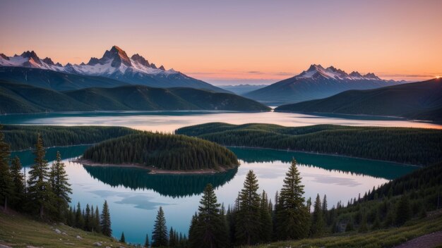 Bella illustrazione fotografia o batch lago tramonto indovinare compostezza melodia pubblicizzare locomozione bicicletta risorsa creativa AI generato