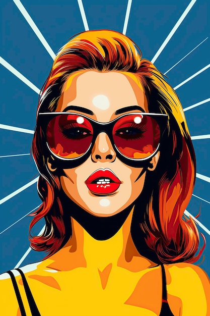 bella illustrazione pop art donna seducente con gli occhiali