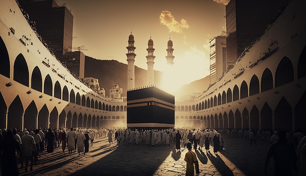 Bella kaaba hajj piglrimage nella mecca umra eid al adha foto sfondo illustrazione