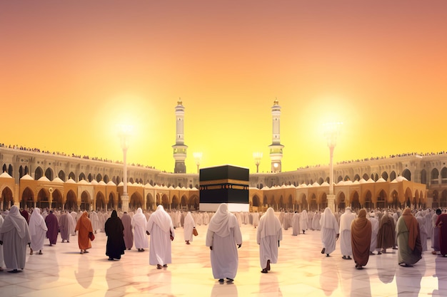 Bella kaaba hajj piglrimage nella mecca umra eid al adha foto sfondo illustrazione