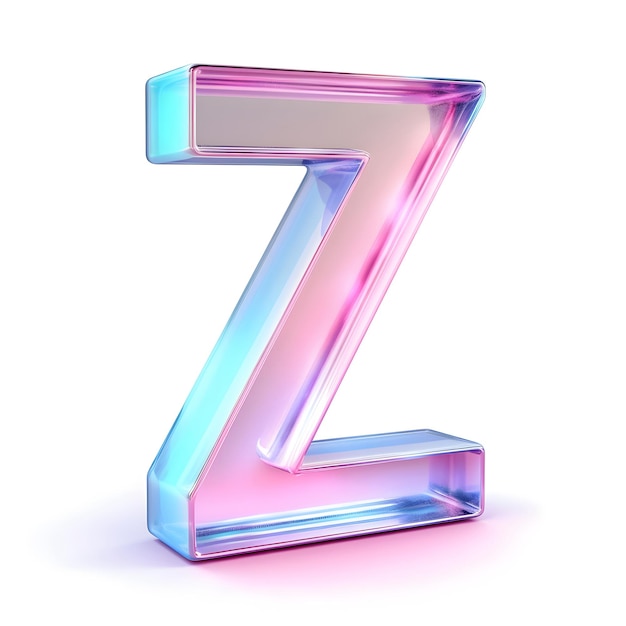 Bella lettera Z in vetro colorato su materiale di sfondo incandescente