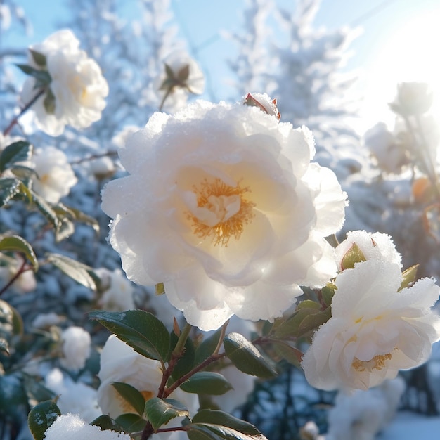 Bella luce fiori bianchi piante da giardino AI generativa
