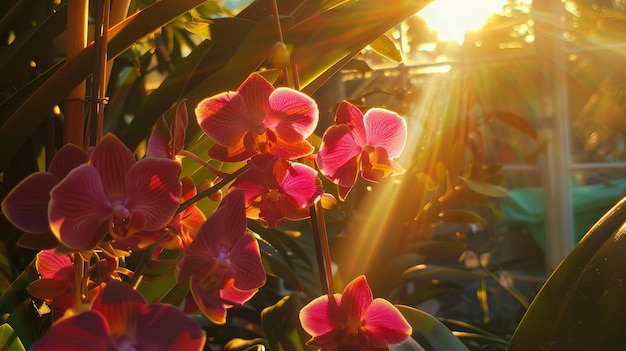 Bella luce solare scorre attraverso le orchidee instillando speranza di un nuovo giorno generativo ai