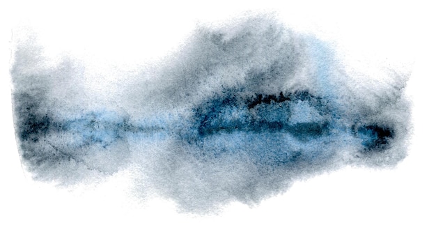 Bella macchia di colori blu e grigio dell'acquerello astratto disegnato a mano