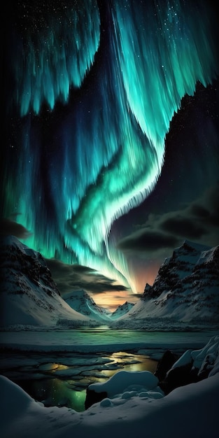 Bella magica Aurora boreale sul cielo notturno Ai generati