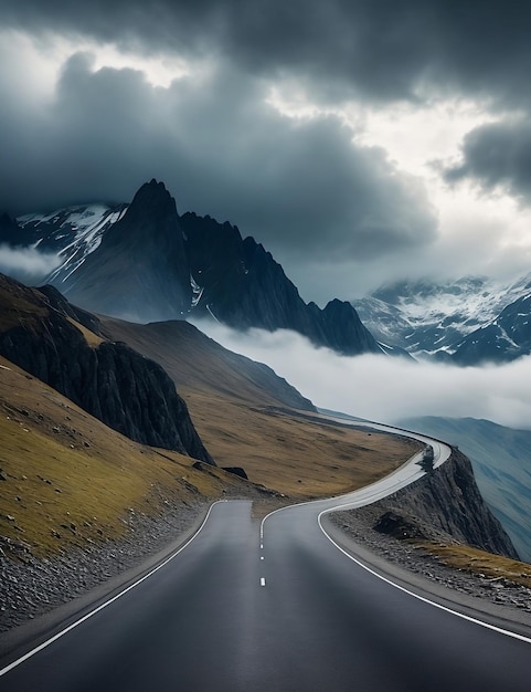 bella montagna su strada ai generato