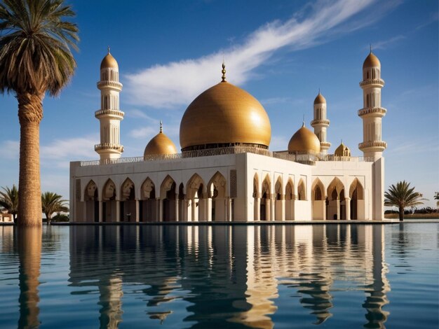 Bella moschea islamica in acqua