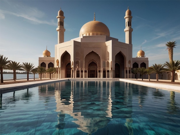 Bella moschea islamica in acqua