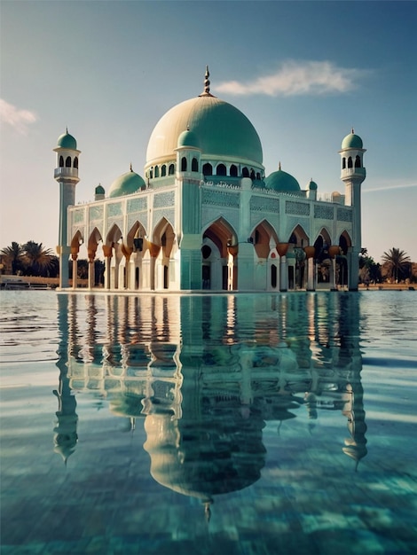Bella moschea islamica in acqua